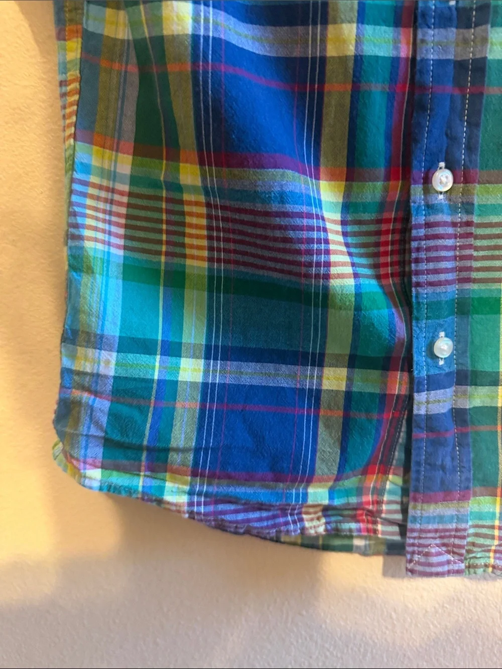 Ralph Lauren Boys Short-Sleeve Plaid Button-Down - Blue, Green & Yellow